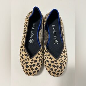 Rothy's Leopard Print Flats with Blue Accents